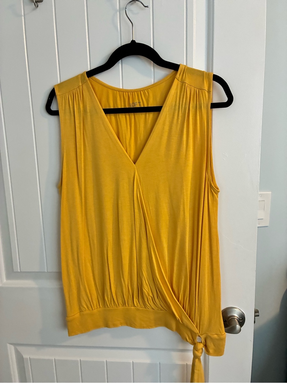 LOFT Mustard Yellow Sleeveless Tie-Hem Blouse